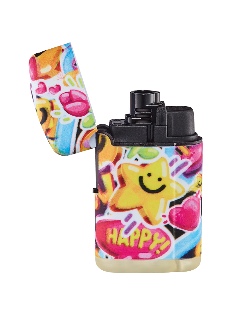 Jet Flame aanstekers  - turbo aansteker - 20 stuks - 360&deg; Happy Smiley print - soft touch