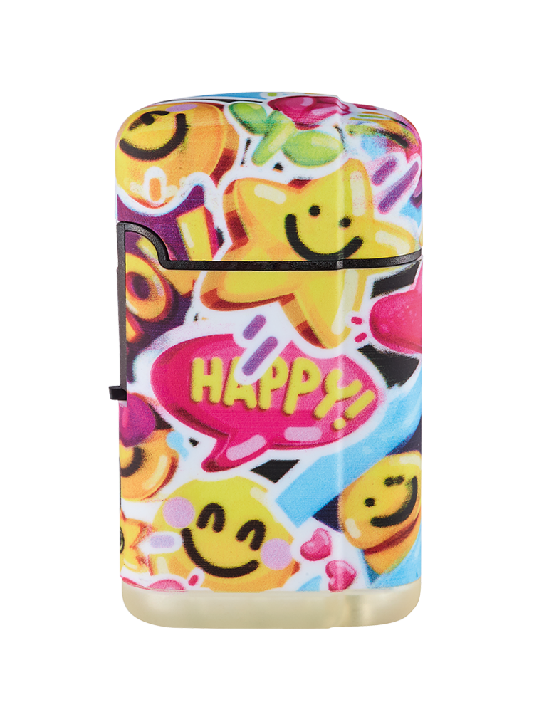 Jet Flame aanstekers  - turbo aansteker - 20 stuks - 360&deg; Happy Smiley print - soft touch