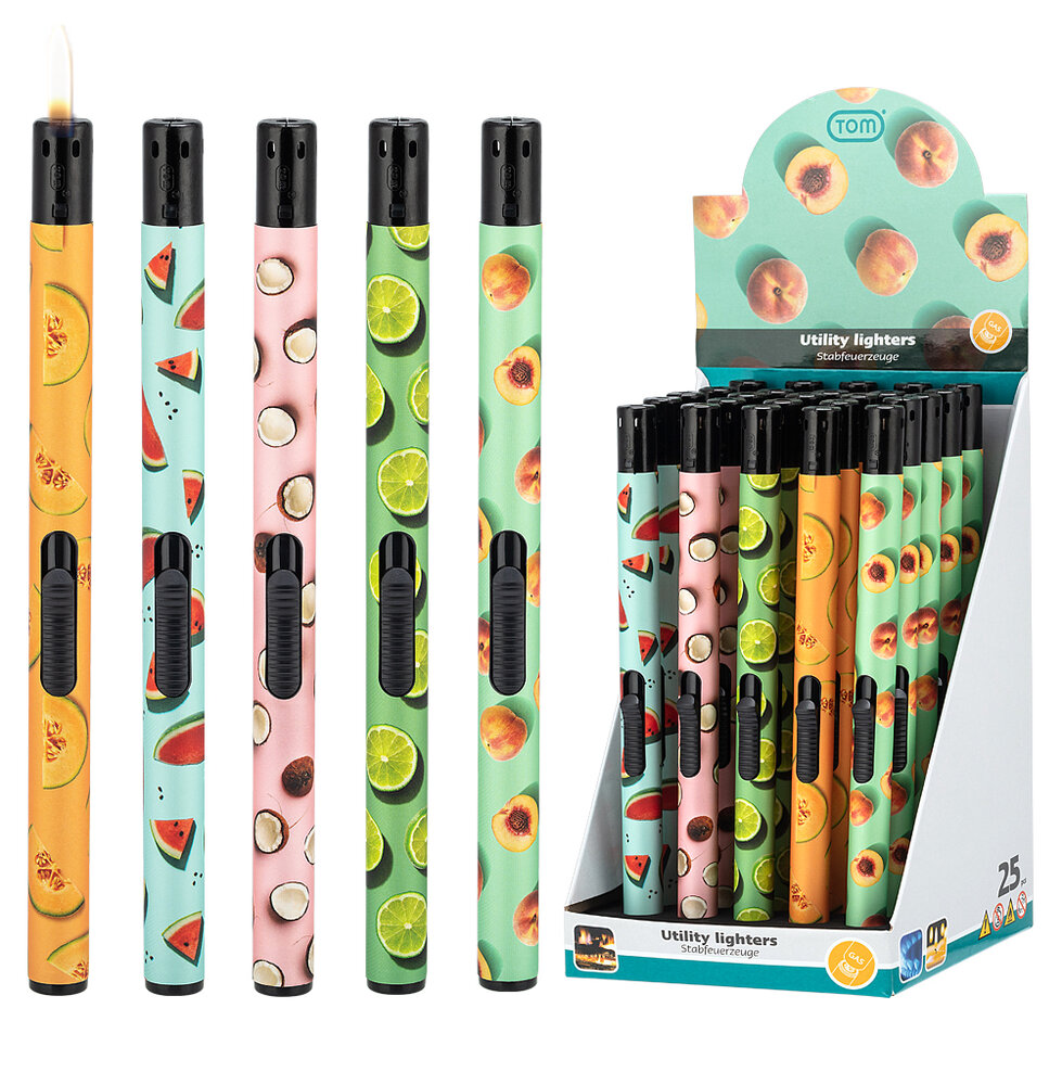 Gas lighters - Fruit - 25 pieces - refillable - TOM&reg;