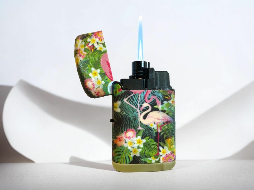 Jet Flame turbo aanstekers  - wind aansteker - 4 stuks - Flamingo print branders