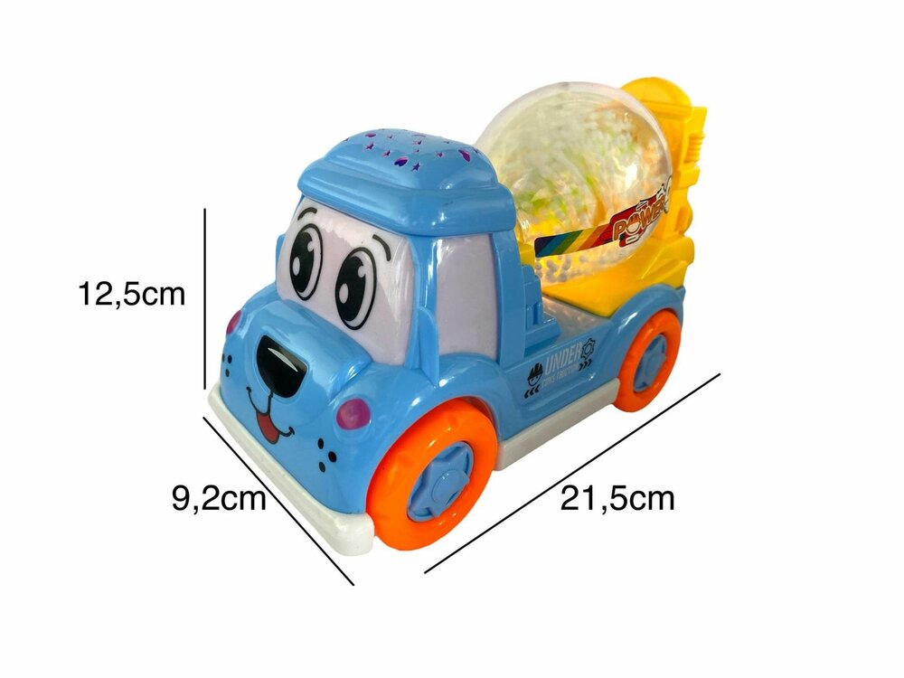 DogTruck Bump&amp;Go - betonmixer schuimballen vrachtwagen - beweegt, maakt geluid en muziek G
