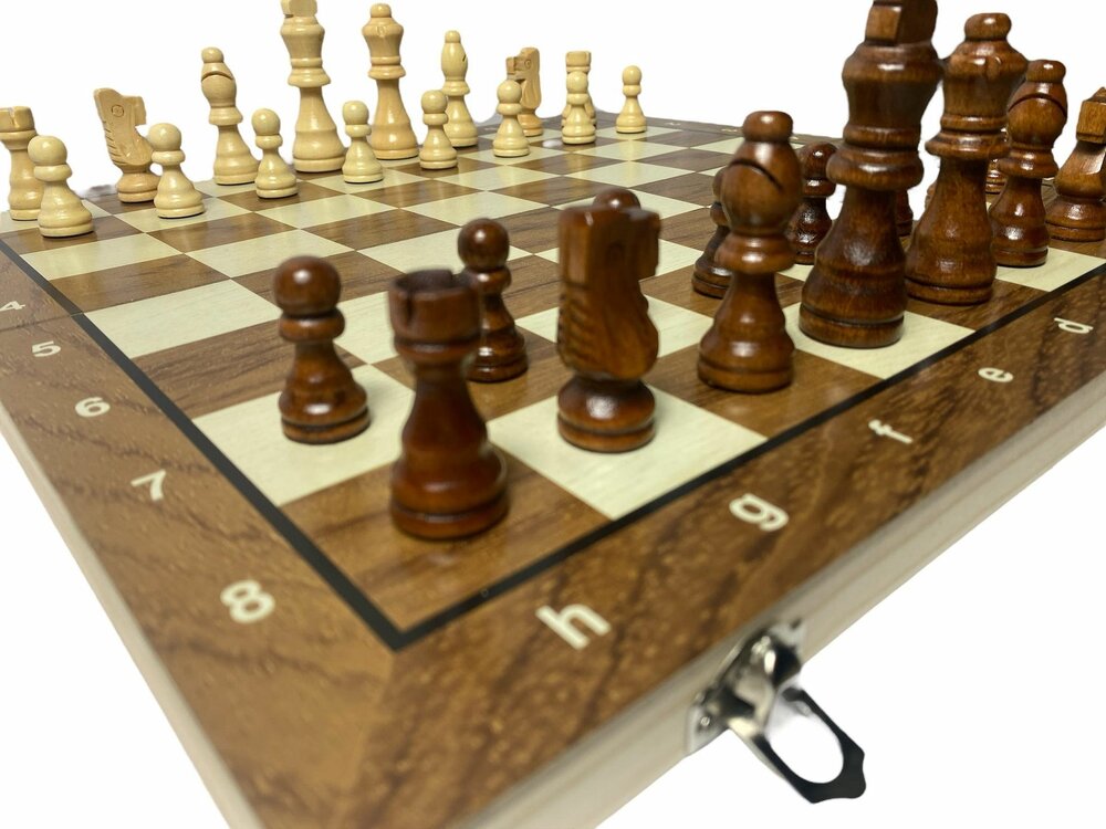 Chess and checkers 2in1 package - Foldable - magnetic chess pieces and checkers pieces - Wood - 39CM