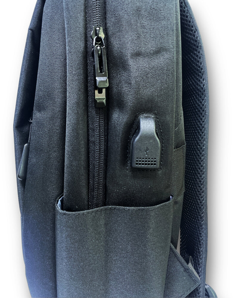 Rugzak - met USB Oplaadpoort - Zwart -  30 x 15 x 42 cm