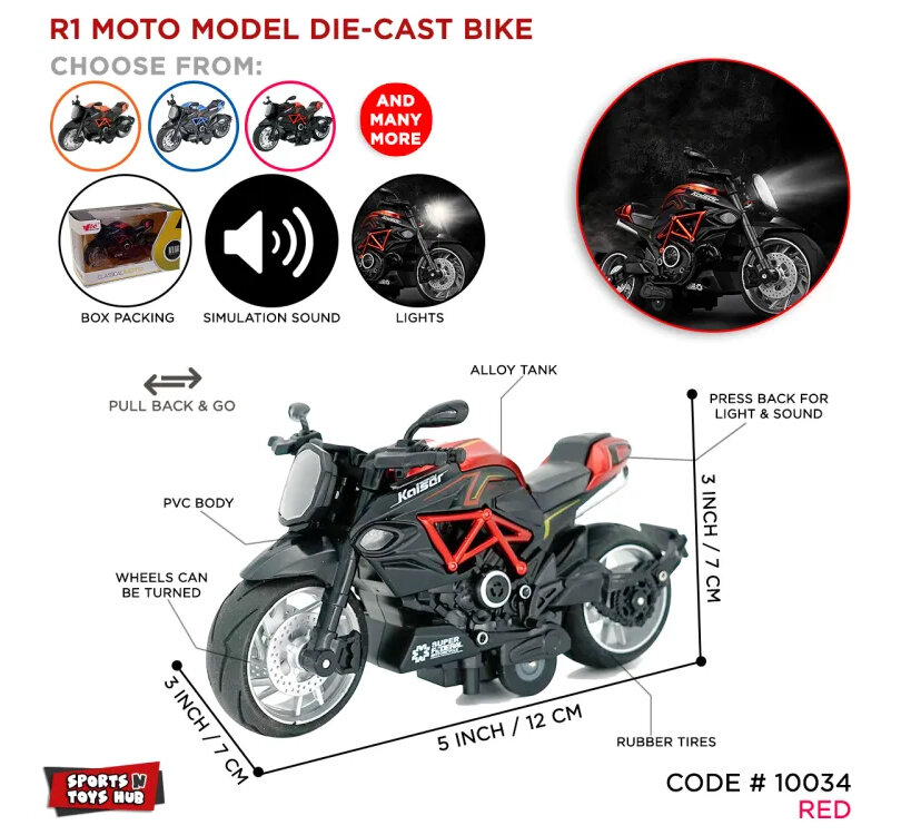 Classical moto - speelgoed model motor 1:14 - Die Cast M66 met pull back