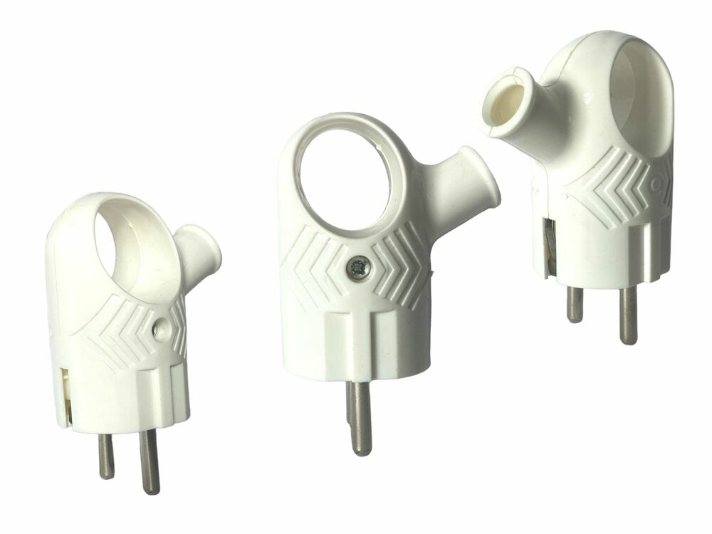 Schuko Plug - Velis - Splashproof IP44 - Earth - Handle - Rubber - white