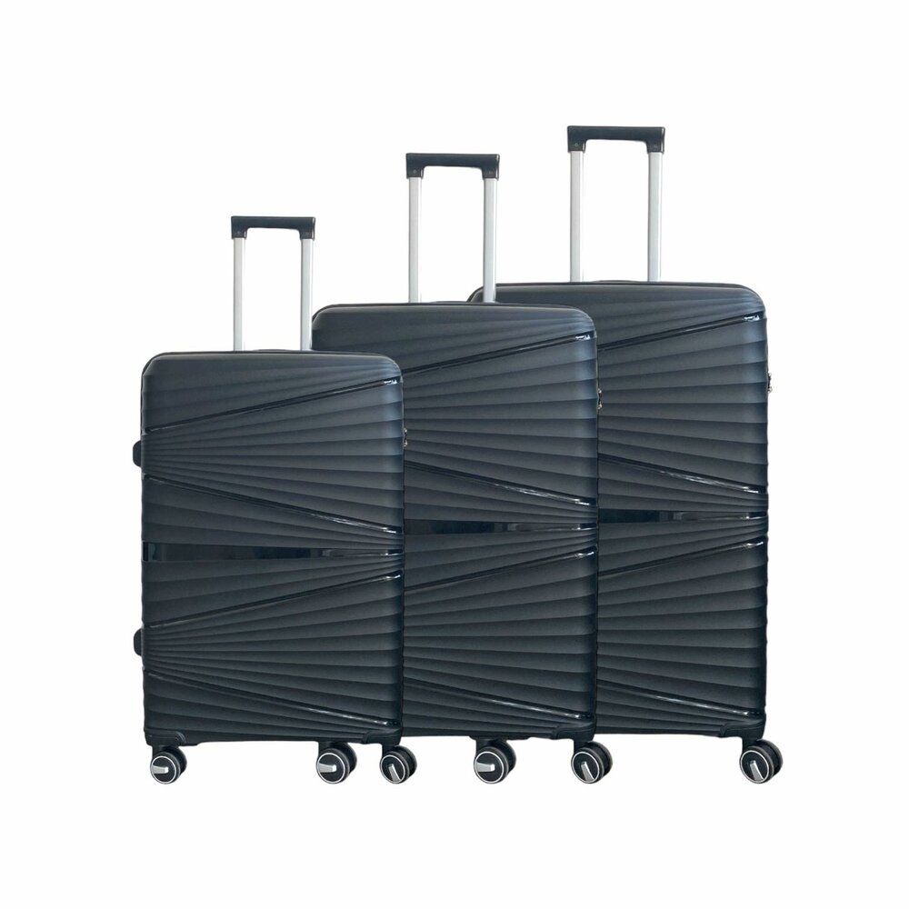 Luxury suitcase set 3 pieces 55cm/65cm/75cm black color