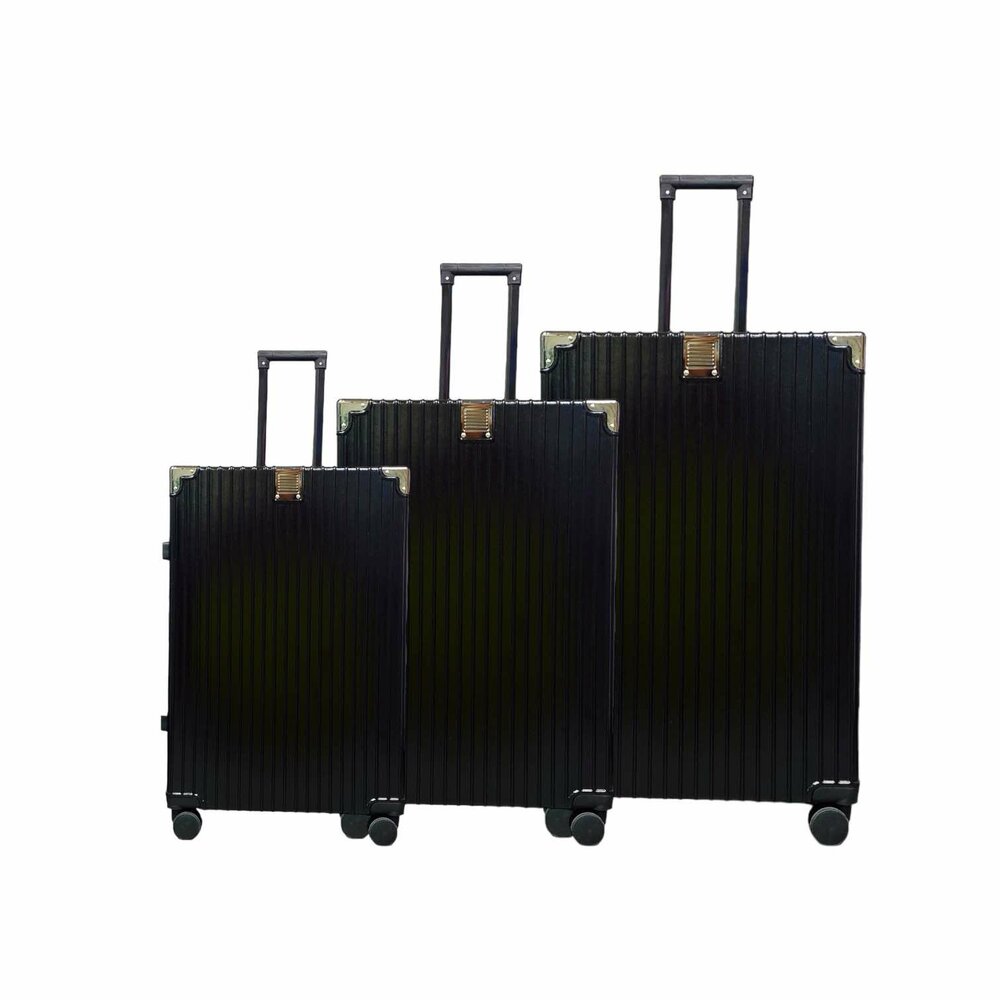 Koffer zwart met harde schaal, PC ABS aluminium 4 metalen hoeken voor bescherming  66 cm