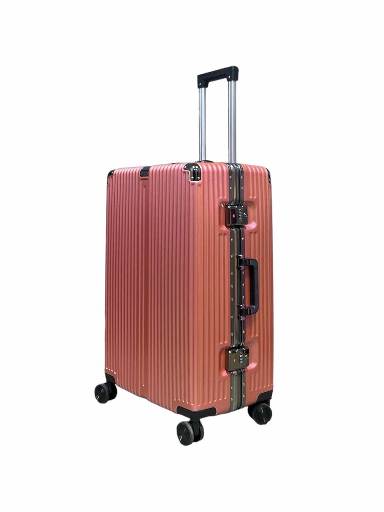 Kofferset Licht roze met harde schaal, PC ABS aluminium&nbsp; 2 delig&nbsp;Grote koffer + handbagage 