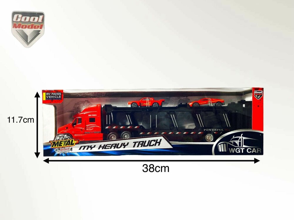 Vrachtwagen - DIE-CAST - autotransporter&nbsp;+ 2 mini auto's 3in1 - pull-back drive Truck R