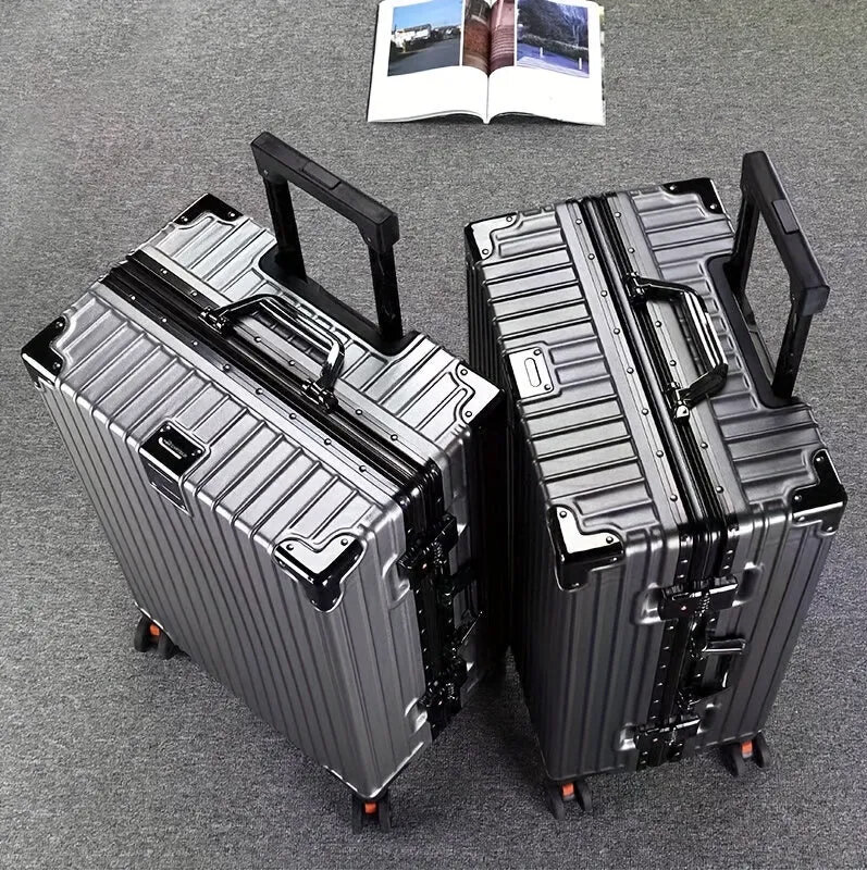 Koffer zwart met harde schaal, PC ABS aluminium 4 metalen hoeken voor bescherming  66 cm