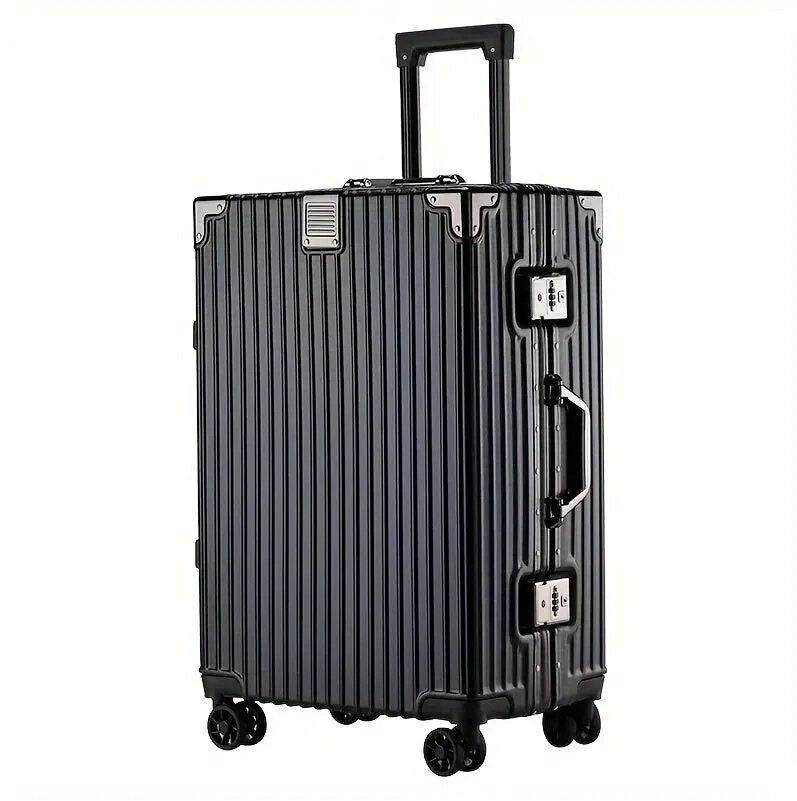 Koffer zwart met harde schaal, PC ABS aluminium 4 metalen hoeken voor bescherming  66 cm