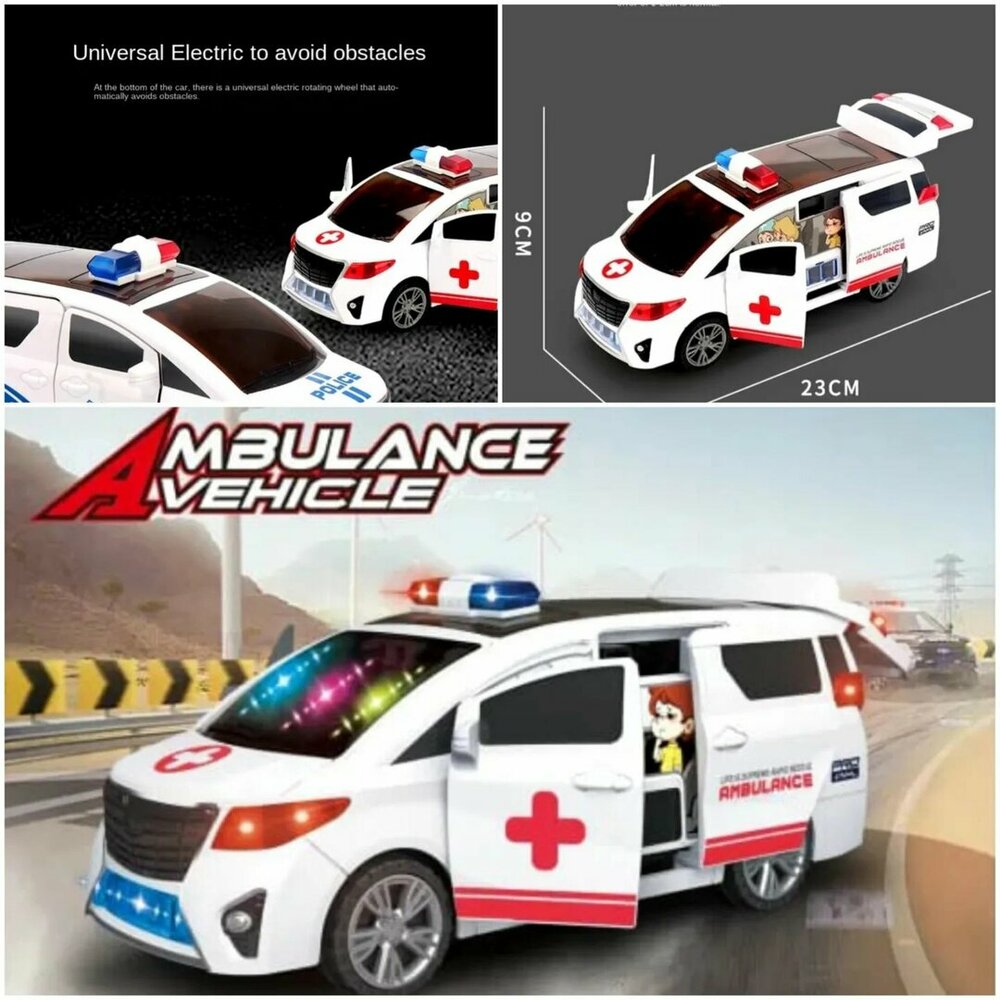 Ambulance Vehicle - toy ambulance with music and colorful lights - self-driving and doors open
