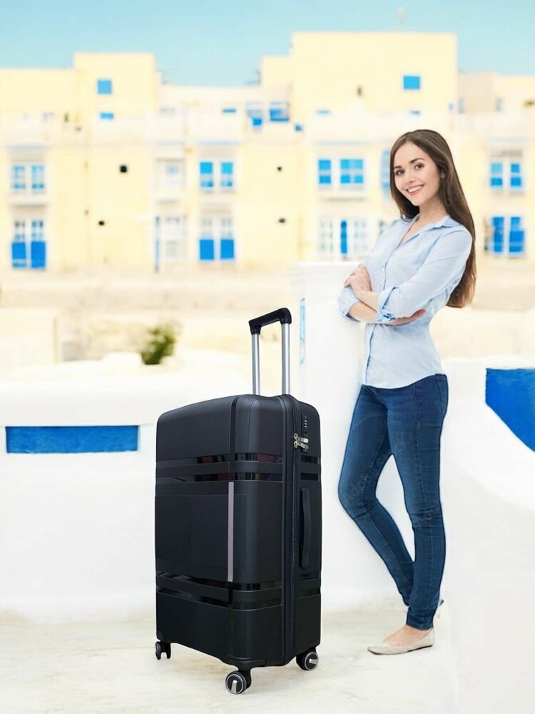 Groot XL koffer zwart 75cm - tot 35kg - 4 wielen 360 graden spinner XL -&nbsp;100% polypropyleen - editie 2025
