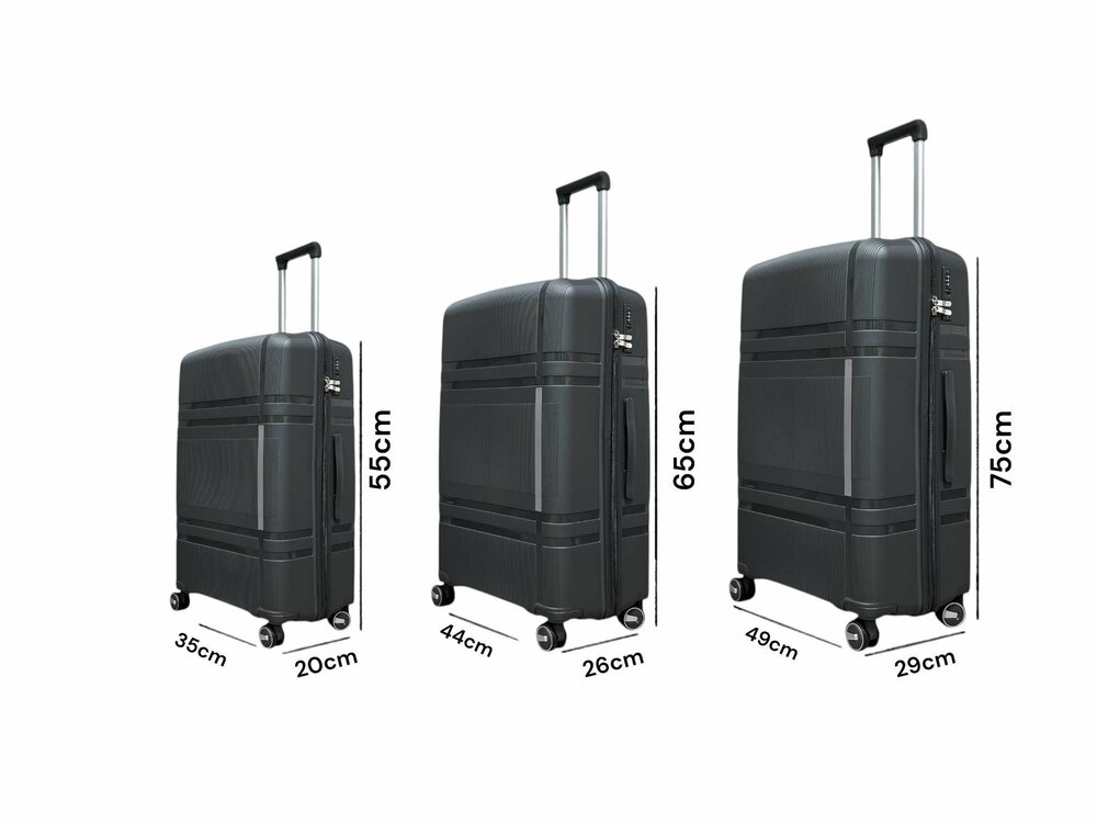 Koffers - Luxe - Set van 3 - donker grijs - 55/65/75 cm -&nbsp;100% polypropyleen - editie 2025