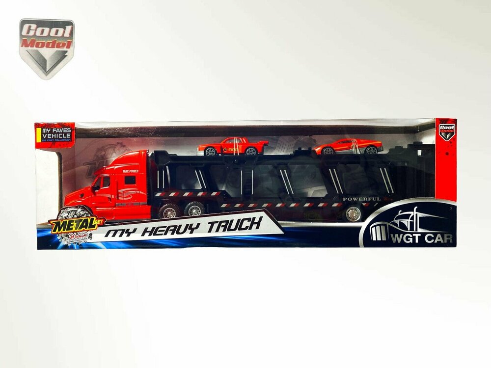 Vrachtwagen - DIE-CAST - autotransporter&nbsp;+ 2 mini auto's 3in1 - pull-back drive Truck R