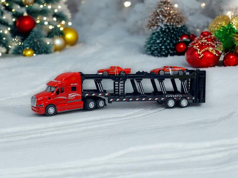 Vrachtwagen - DIE-CAST - autotransporter&nbsp;+ 2 mini auto's 3in1 - pull-back drive Truck R