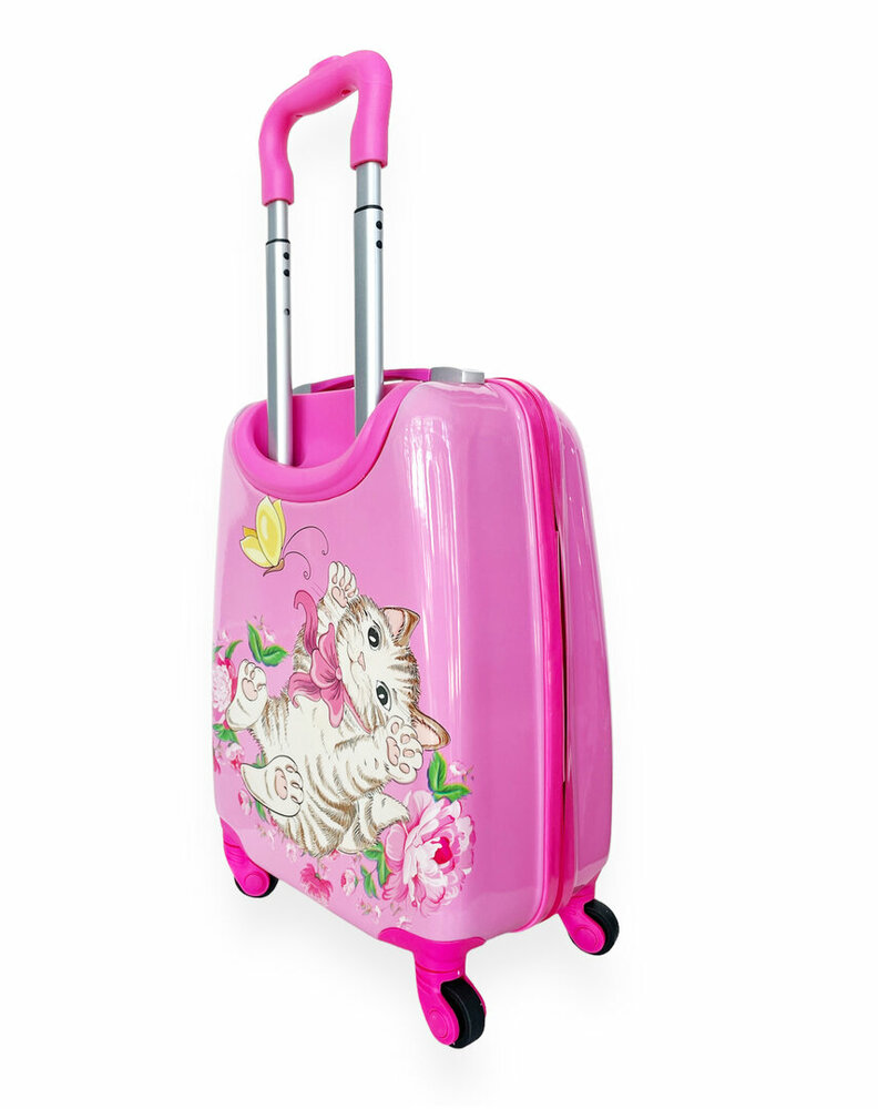 Kitten - Kinderkoffer set roze - 360 graden wielen - Cijferslot