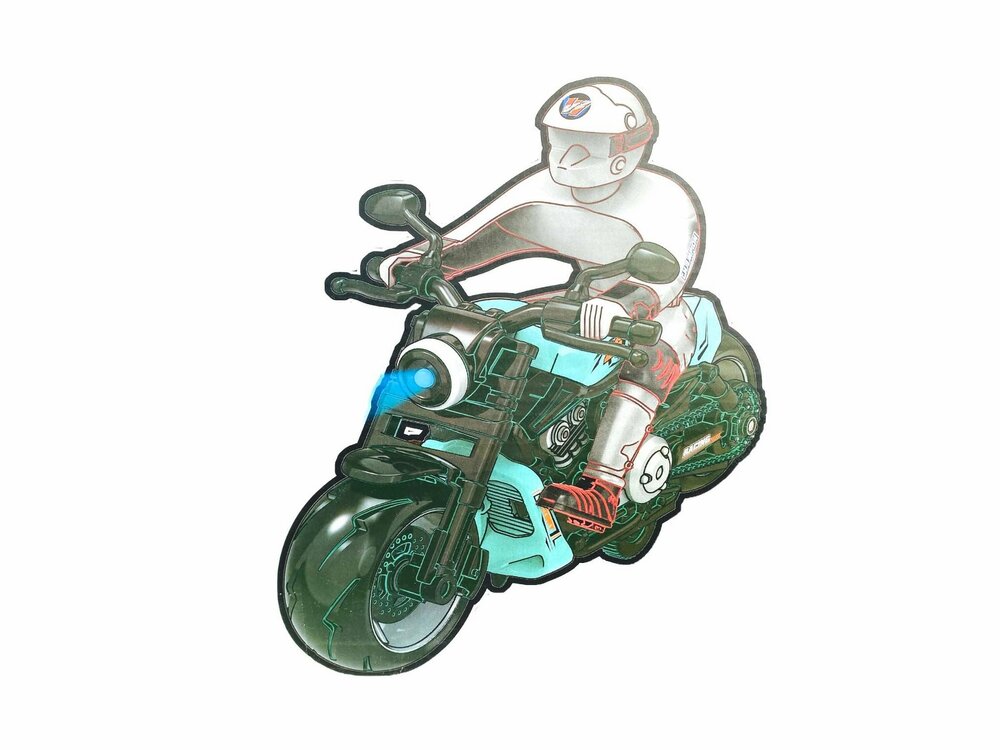 Racing motorcycle toy - with siren and light - friction drive Green