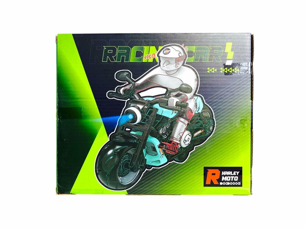 Race motorfiets speelgoed - met sirene en licht  - frictie aandrijving Blauw 