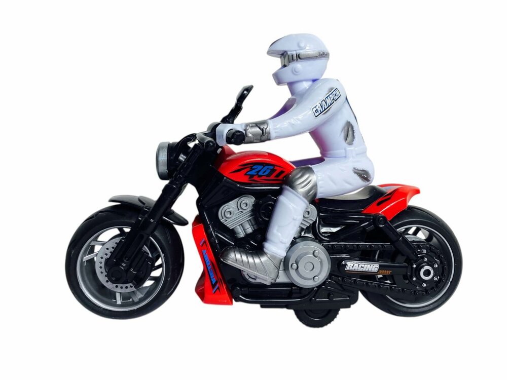 Race motorfiets speelgoed - met sirene en licht  - frictie aandrijving rood