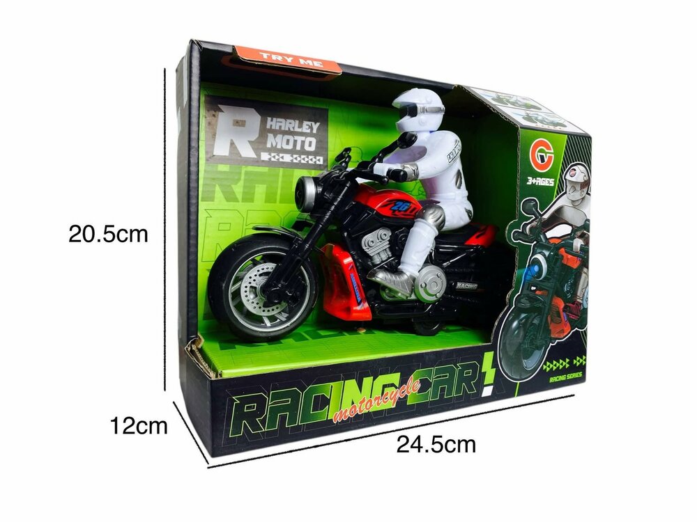Race motorfiets speelgoed - met sirene en licht  - frictie aandrijving rood