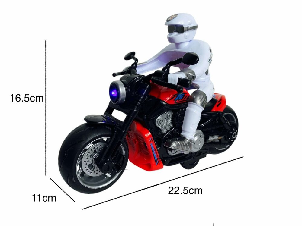 Race motorfiets speelgoed - met sirene en licht  - frictie aandrijving rood