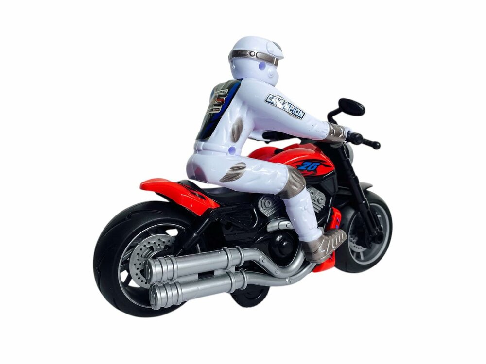 Race motorfiets speelgoed - met sirene en licht  - frictie aandrijving rood