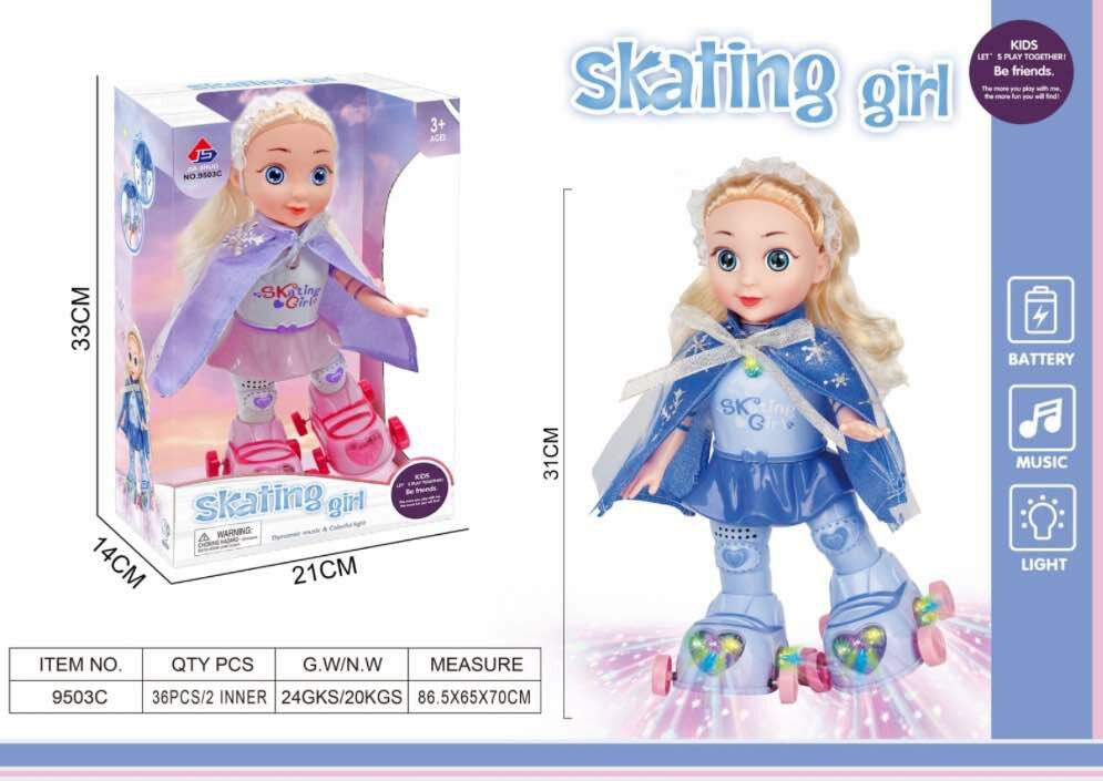 schaatspop met , muziek, zingt en danst, &amp; 3D Lighting 360&deg; - 31cm P