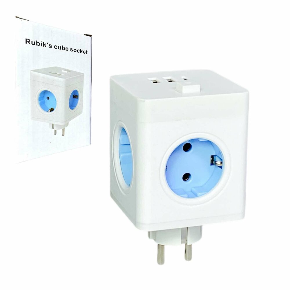 Cube Socket 7-in-1 Stekkerdoos - 4 stopcontacten met 2 USB 1 Type-C poorten