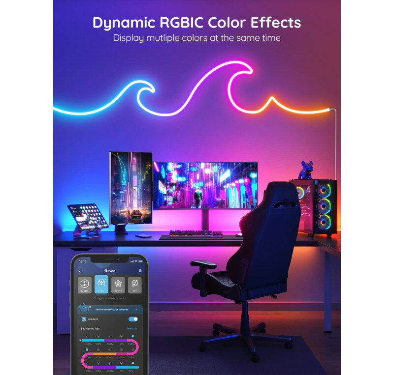 Neon Led strip licht 5M - App control en afstandsbediening - IC-RGB - 7*14MM