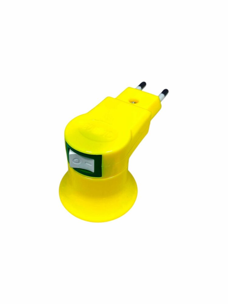 Stekker EU met E27 fitting + aan/uit schakelaar E27 - geel-
