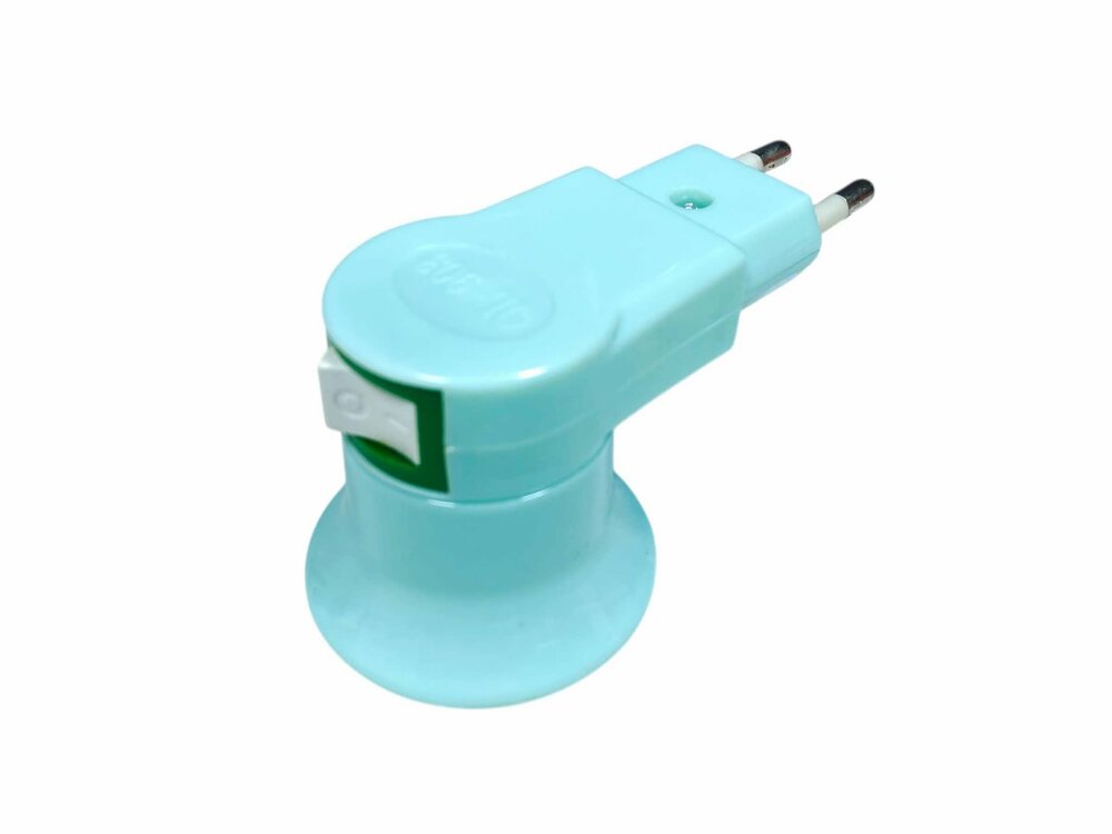 EU plug with E27 fitting + on/off switch E27 - Green -