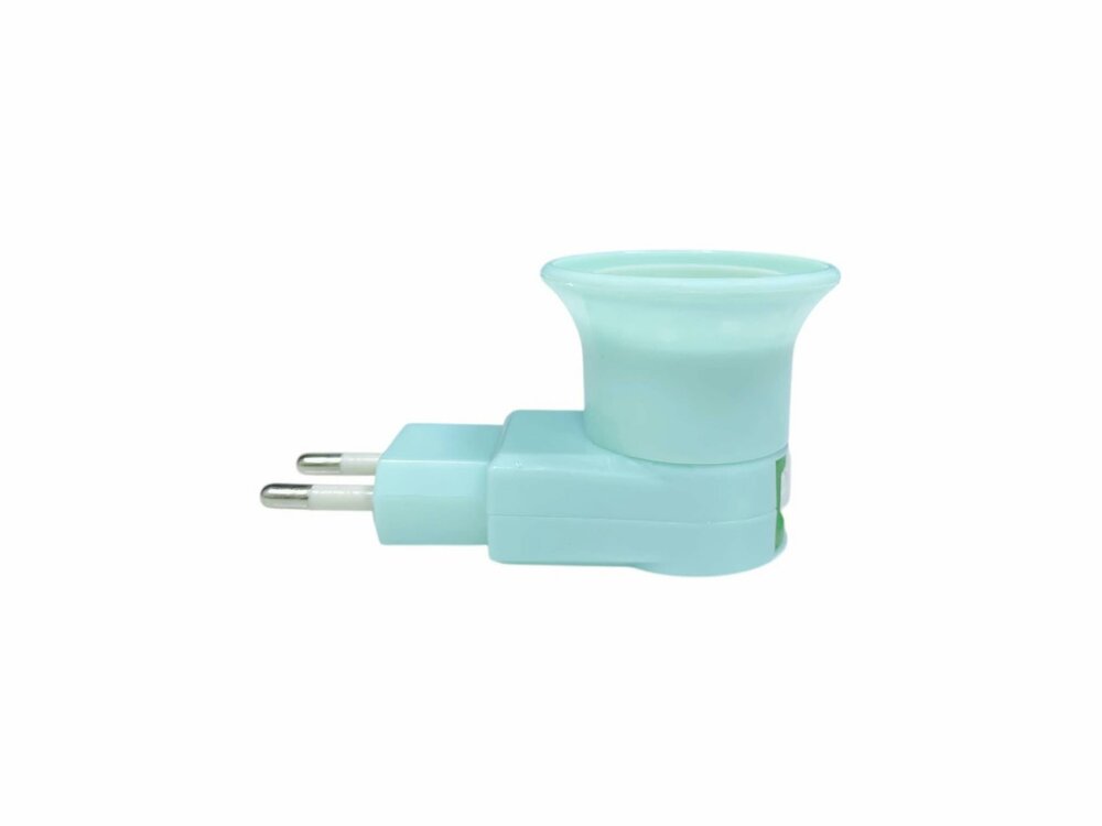 EU plug with E27 fitting + on/off switch E27 - Green -