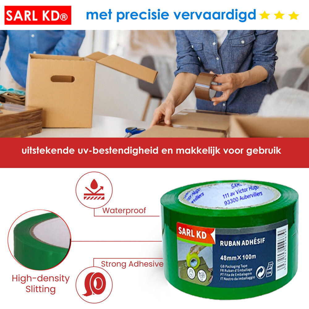 Premium Verpakkingstape Groen 48mm x 100m - Plakband - dozentape