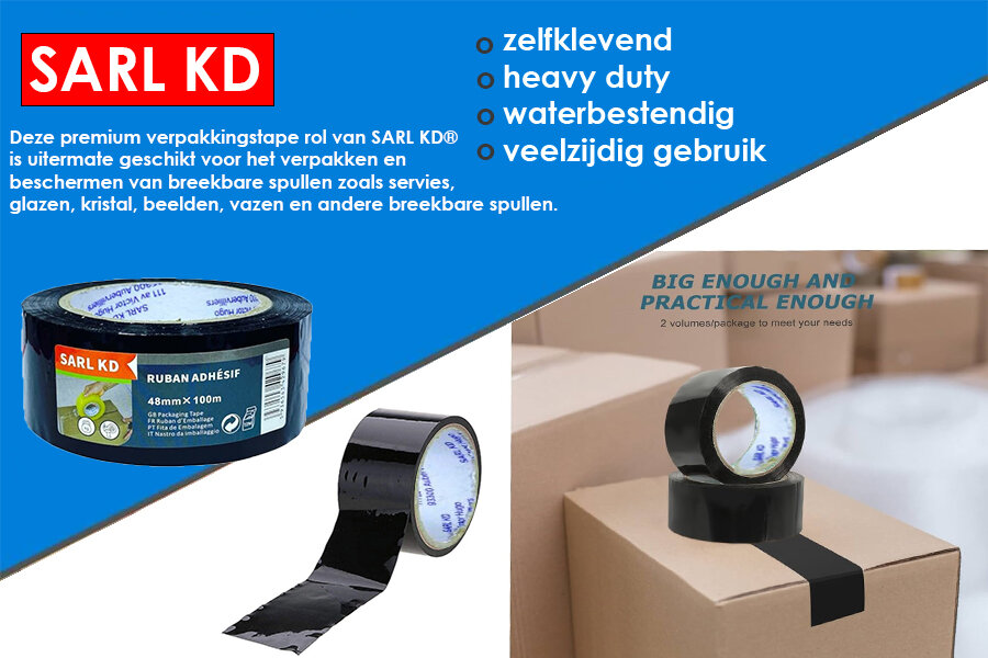 Premium Packaging Tape Black 48mm x 100m - Adhesive Tape - Box Tape