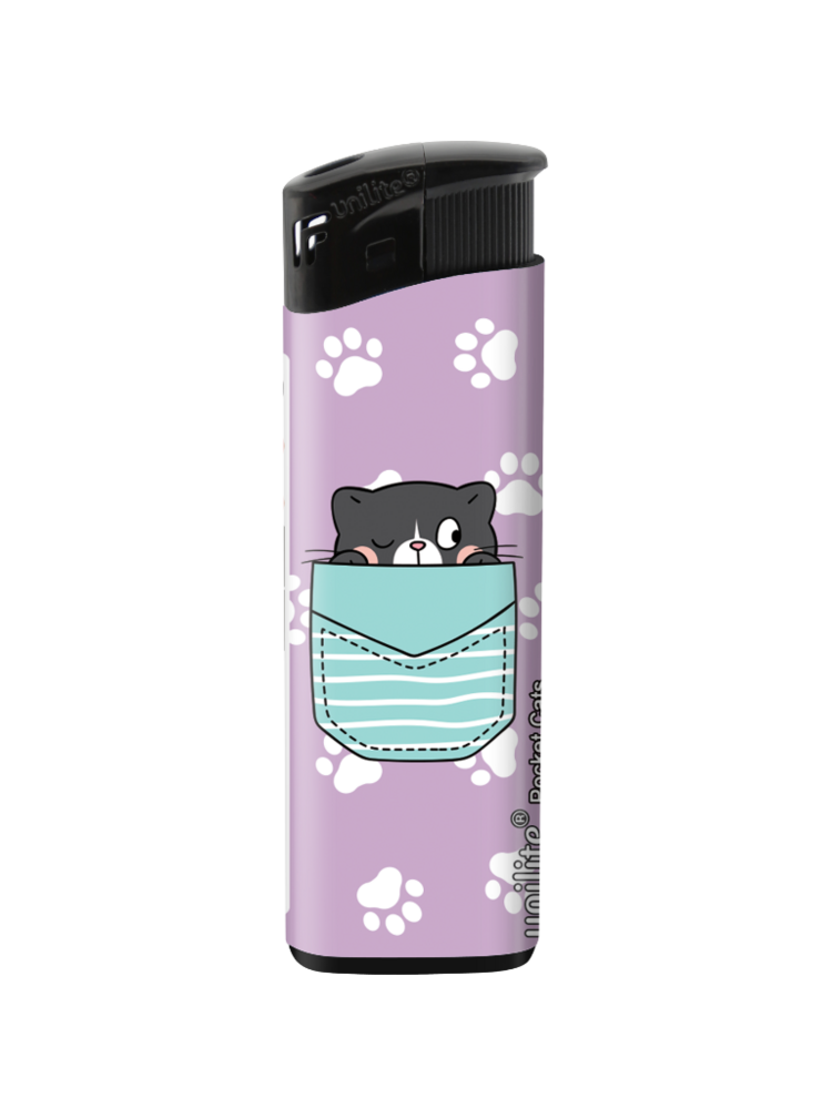 Unilite Aanstekers Pocket Cats &ndash; Schattige  katten print - Fix Flame Aanstekers 50 stuks per tray