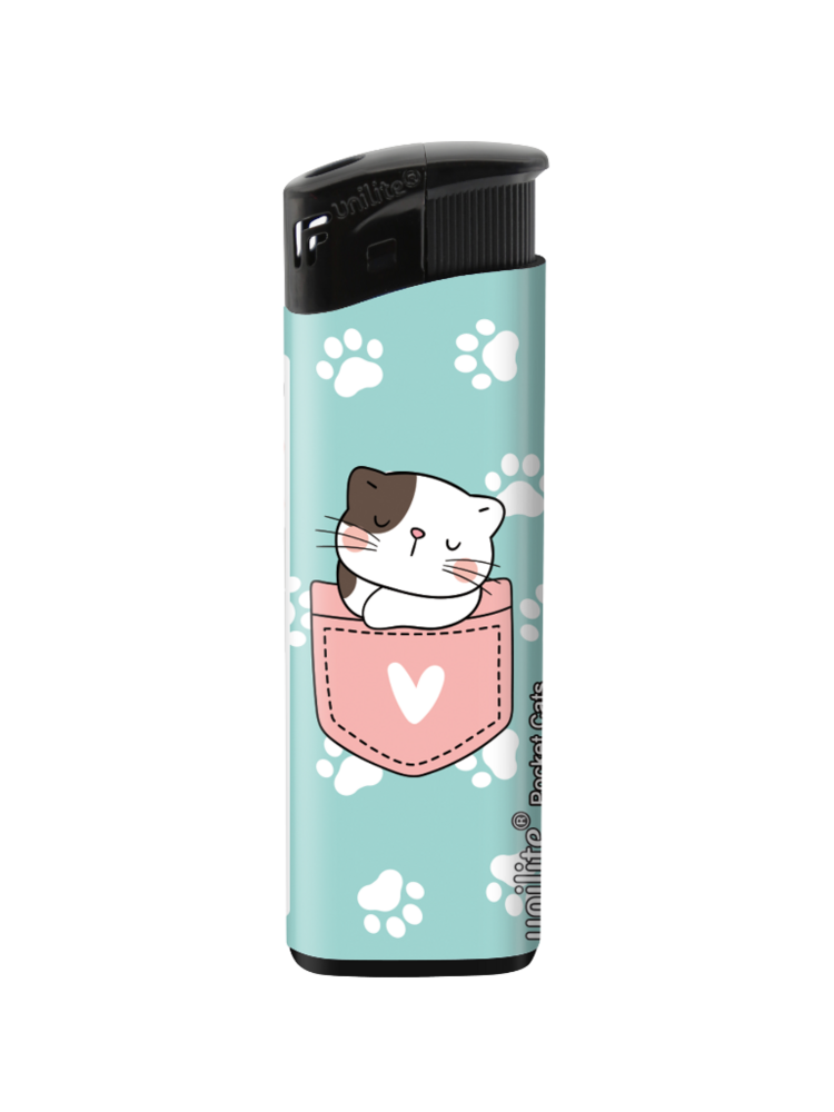 Unilite Aanstekers Pocket Cats &ndash; Schattige  katten print - Fix Flame Aanstekers 50 stuks per tray