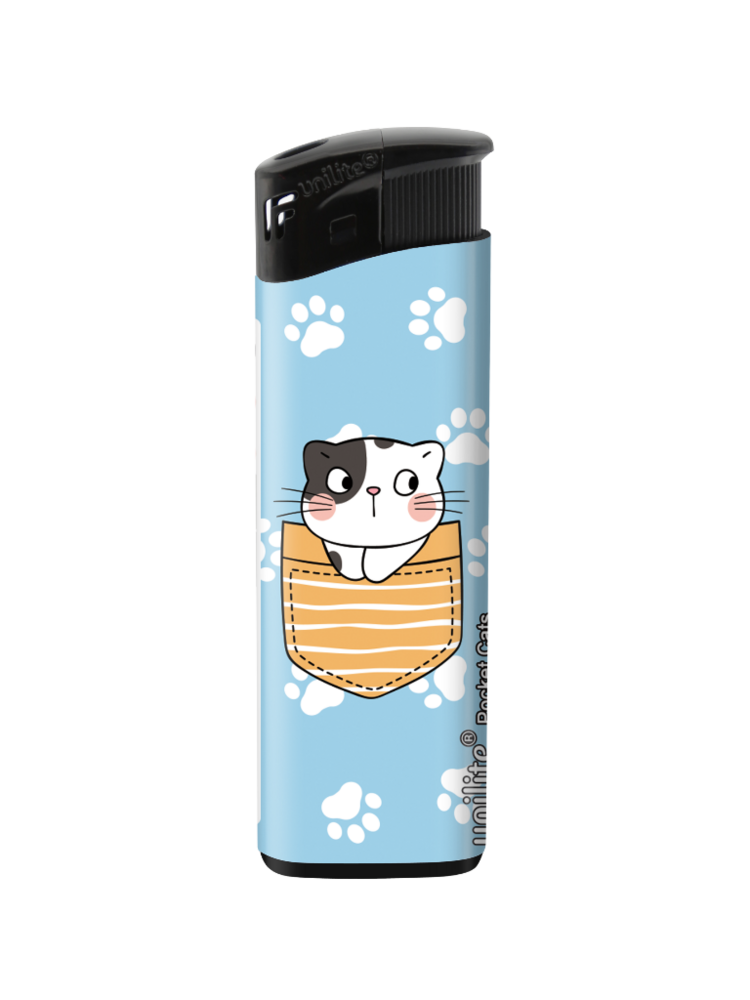 Unilite Aanstekers Pocket Cats &ndash; Schattige  katten print - Fix Flame Aanstekers 50 stuks per tray