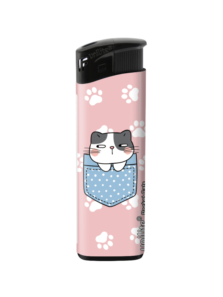 Unilite Aanstekers Pocket Cats &ndash; Schattige  katten print - Fix Flame Aanstekers 50 stuks per tray