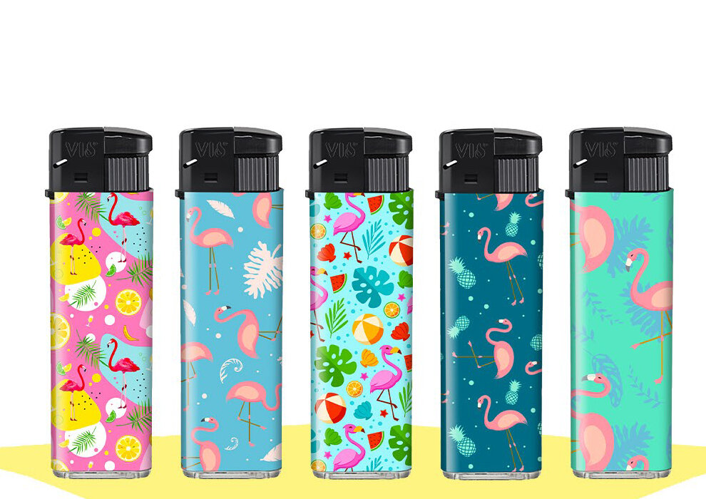 Flamingo Lighter &ndash; 50 Pieces Refillable &amp; Adjustable Lighters