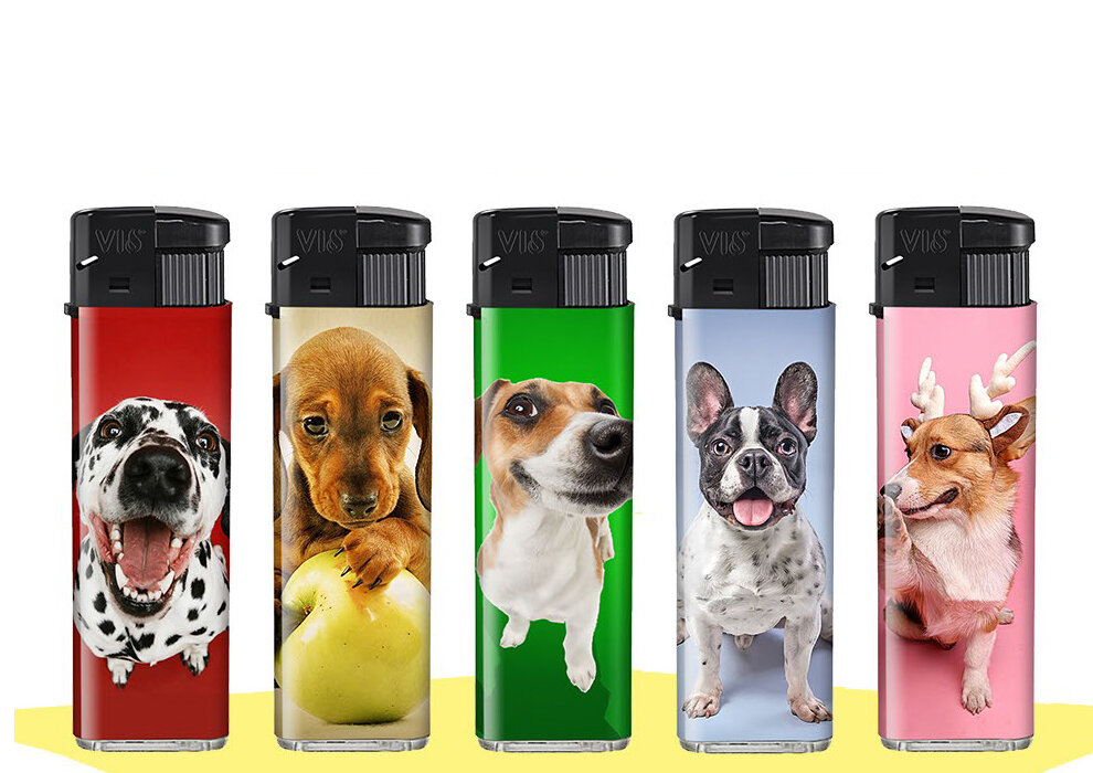 Lighters - with dog print - Refillable &amp; Adjustable - 50 pieces