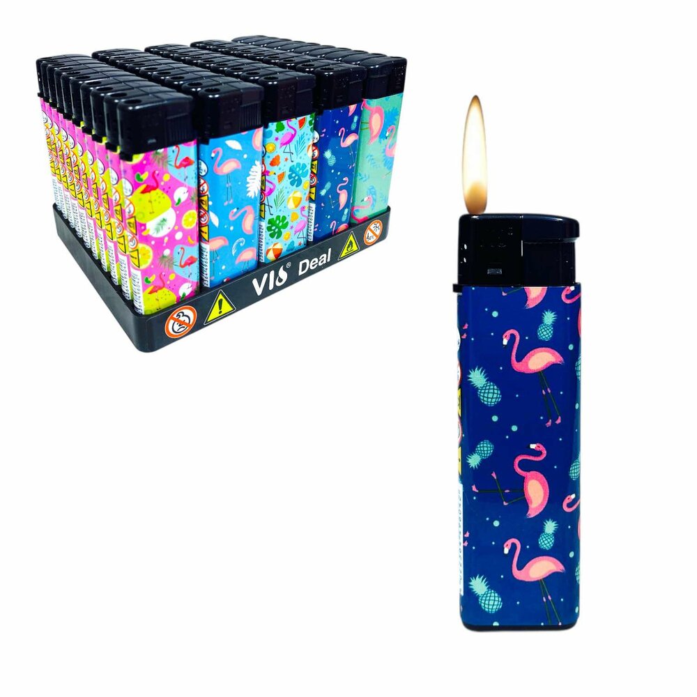 Flamingo Lighter &ndash; 50 Pieces Refillable &amp; Adjustable Lighters