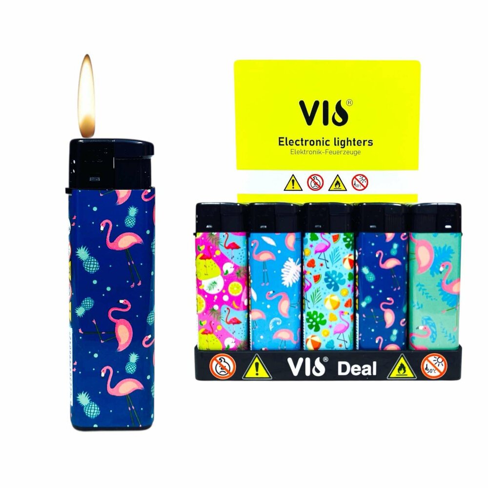 Flamingo Lighter &ndash; 50 Pieces Refillable &amp; Adjustable Lighters