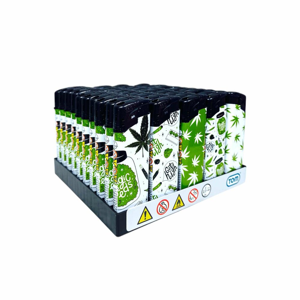 Aanstekers met Ganja Weed Print - 50 stuks - cannabis design lighters TOM&reg;