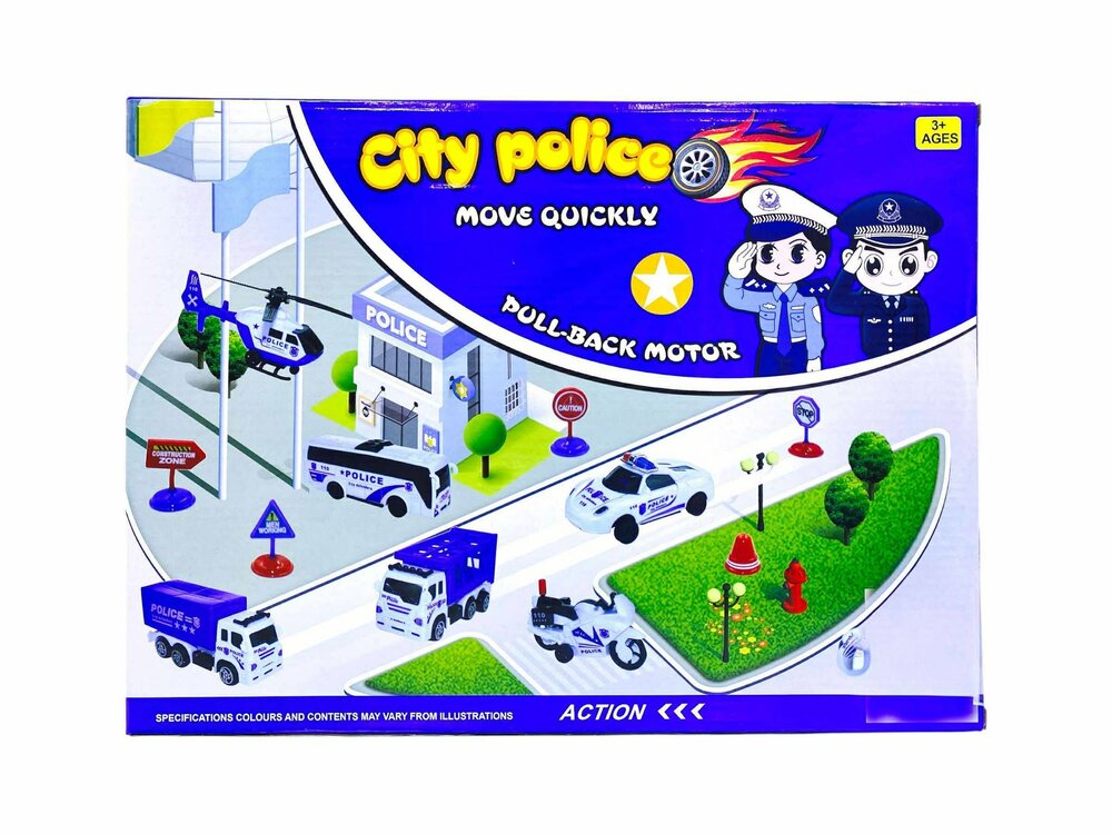 Politie Set - Hulpdiensten Set Auto's en vliegtuig voor kinderen - 12 delig