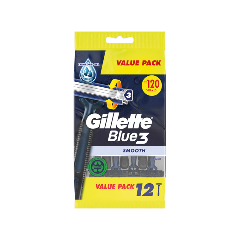 Gillette Blue3 smooth wegwerpscheermesjes 12 stuks