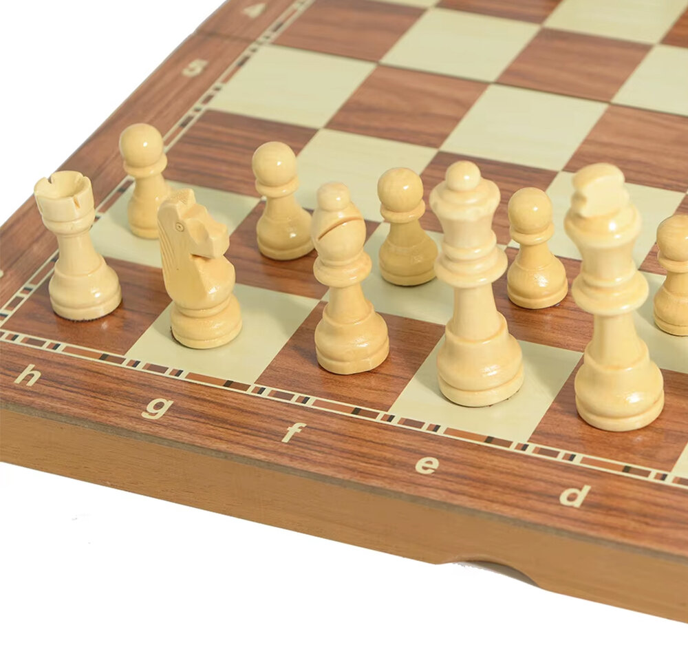 Magnetische Schaakset van hout - Met Ge&iuml;ntegreerde Sluiting - 38.8cm Schaakbord