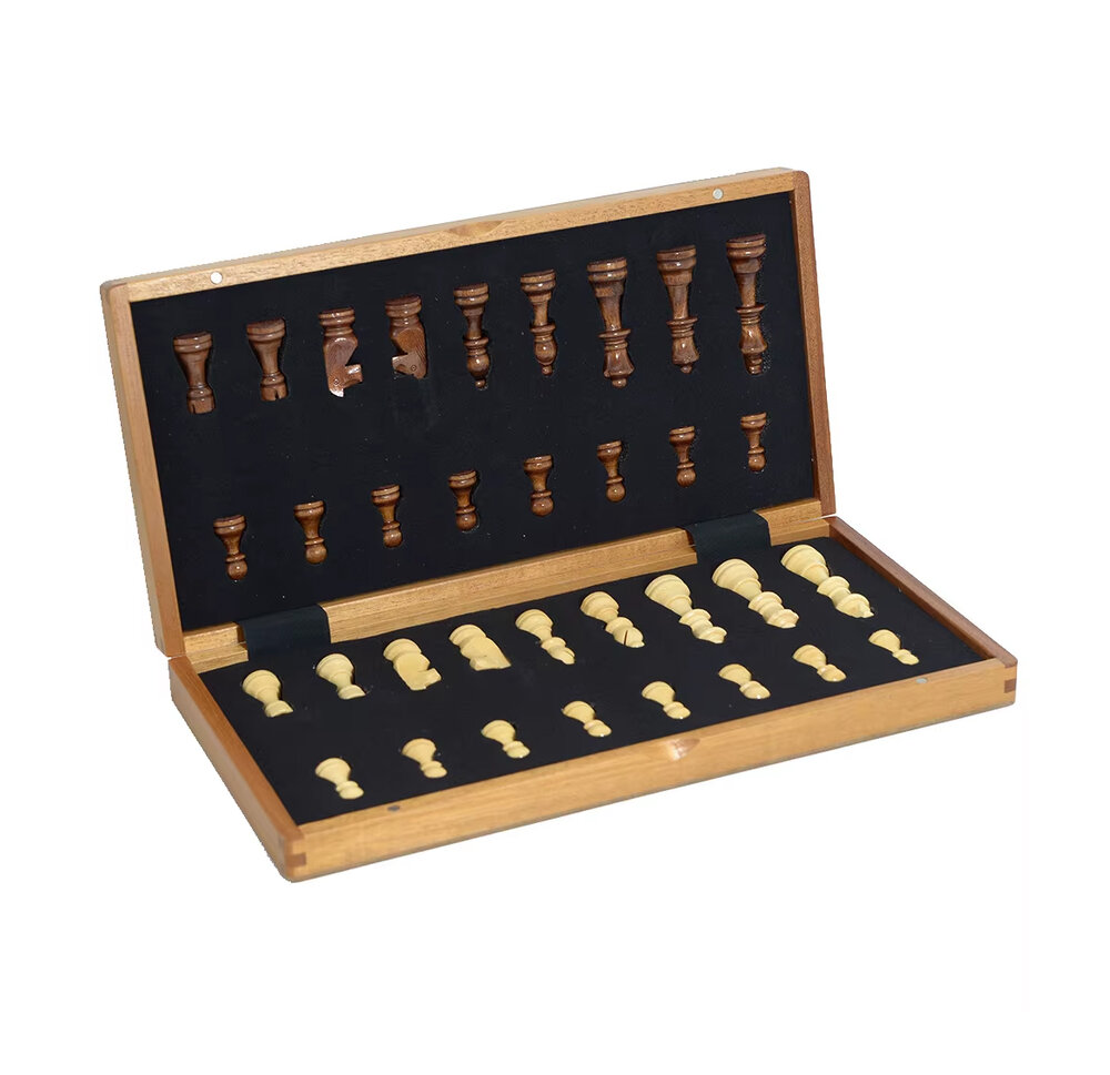 Magnetische Schaakset van hout - Met Ge&iuml;ntegreerde Sluiting - 38.8cm Schaakbord