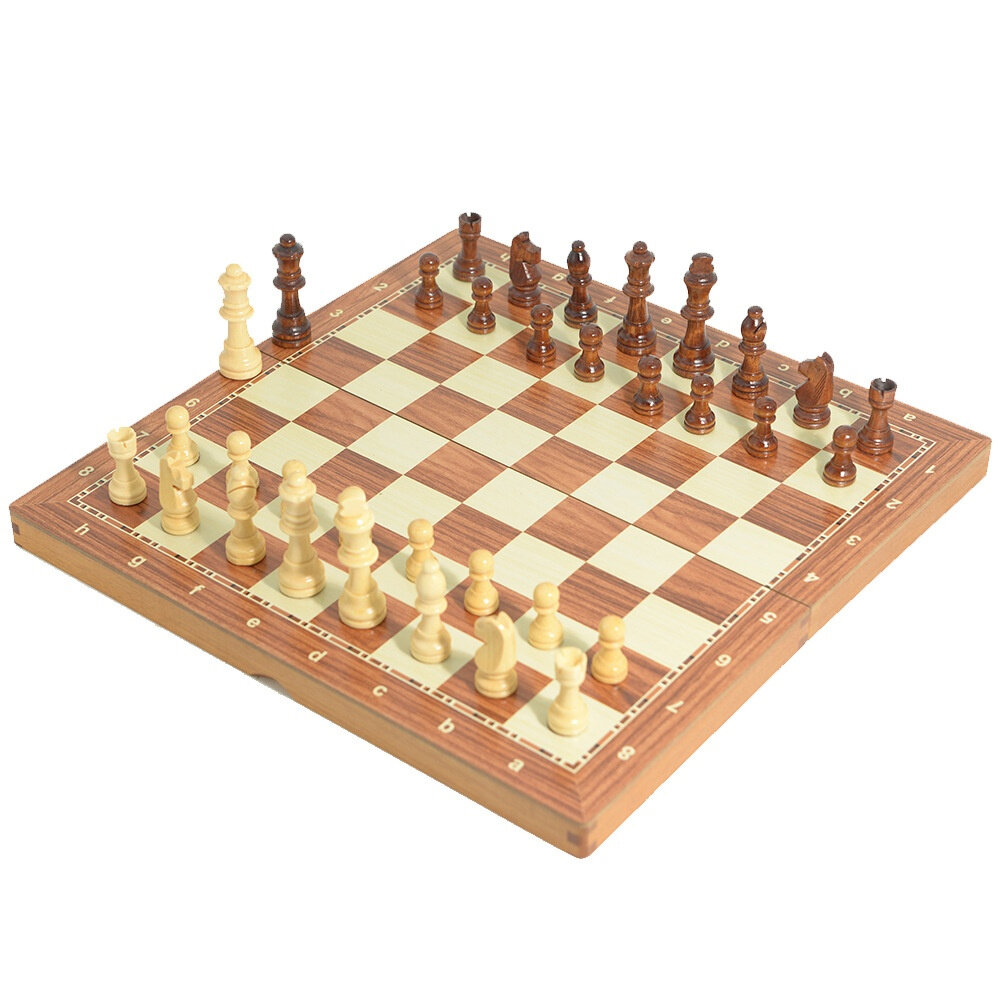 Magnetische Schaakset van hout - Met Ge&iuml;ntegreerde Sluiting - 38.8cm Schaakbord