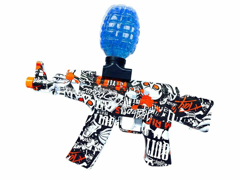 Gel Blaster AK47 Rood - Luminous Silencer met Led licht - compleet set - oplaadbaar - 45 cm + 2 zakjes gelballen